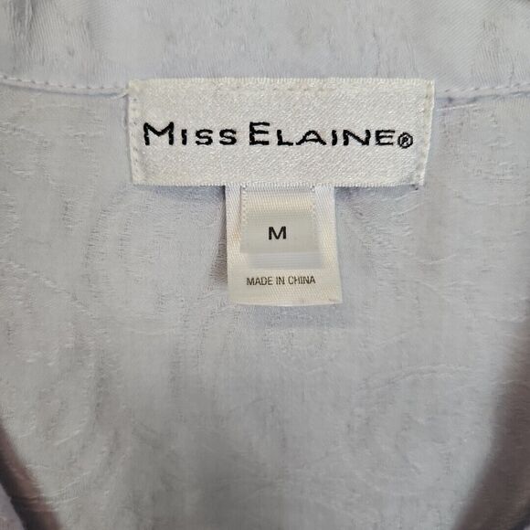 Miss Elaine Womens Sz Med Lilac Robe short lightweight sleep shirt cotton blend - Picture 2 of 11